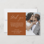 Burnt Orange Wedding Danke Foto Card (Vorderseite)