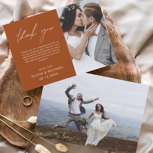 Burnt Orange Wedding Danke Foto Card