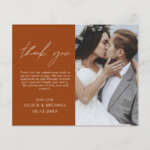 Burnt Orange Wedding Danke Foto Wedding Card (Vorderseite)