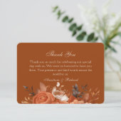 Burnt Orange Wedding Dankeskarte (Stehend Vorderseite)