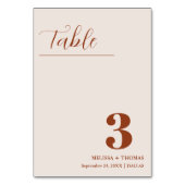 Burnt Orange Wedding Deco Tischnummer Card (Rückseite)