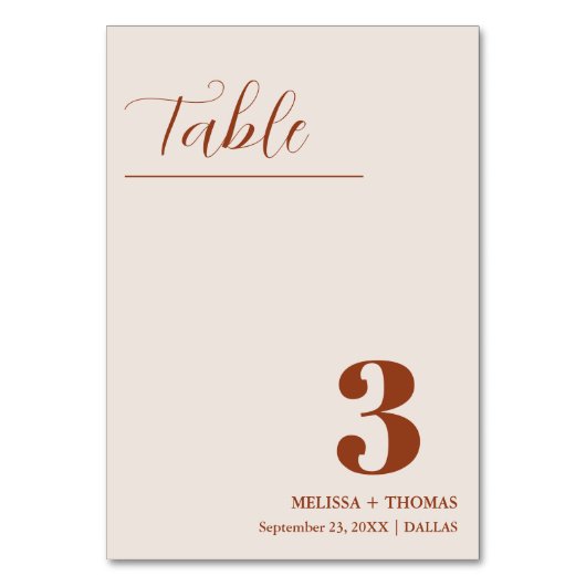 Burnt Orange Wedding Deco Tischnummer Card (Rückseite)