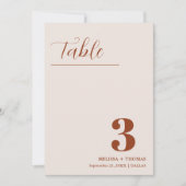 Burnt Orange Wedding Deco Tischnummer Card (Vorderseite)