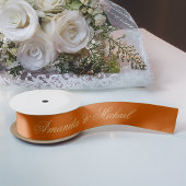 Burnt Orange Wedding Elegante Calligrafy Script Satinband
