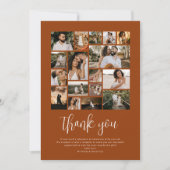 Burnt Orange Wedding Foto Collage Danke Karte (Vorderseite)