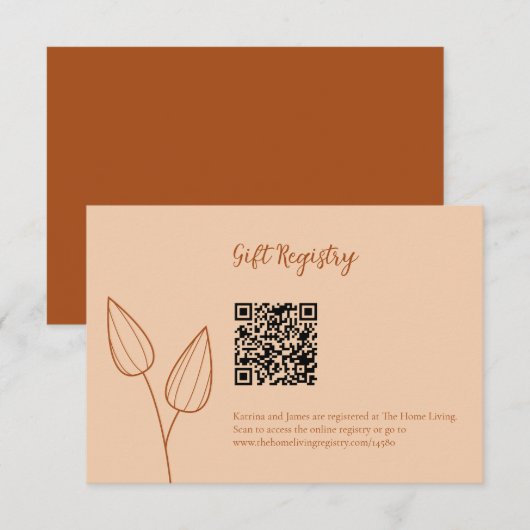 Burnt Orange Wedding Gift Registry QR Code RSVP Karte (Vorne/Hinten)