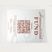 Burnt Orange Wedding Honeymoon Fund QR Hintergrund Wandteppich (Vorderseite (Horizontal))