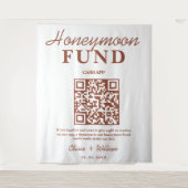 Burnt Orange Wedding Honeymoon Fund QR Hintergrund Wandteppich (Vorderseite)