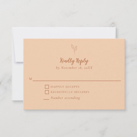 Burnt Orange Wedding Kindly Reply Terracotta Fall RSVP Karte (Vorderseite)
