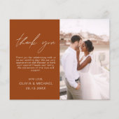 Burnt Orange Wedding Minimalistisch Dankeschön Kar (Vorderseite)