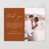 Burnt Orange Wedding Minimalistisch Dankeschön Kar (Vorderseite)