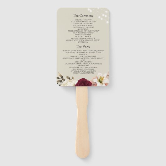 Burnt Orange Wedding Program Hand Fan Fächer (Rückseite)