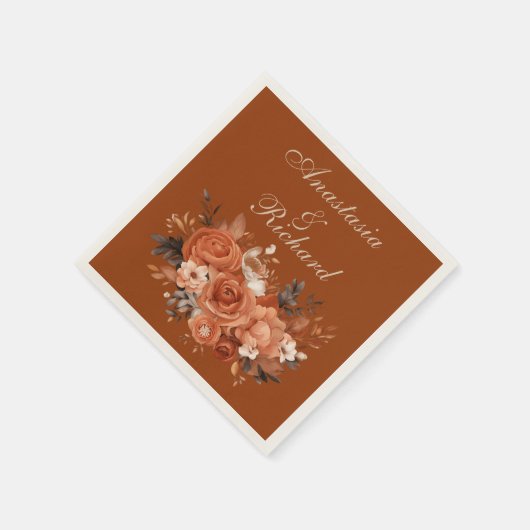 Burnt Orange Wedding Serviette (Ecke)