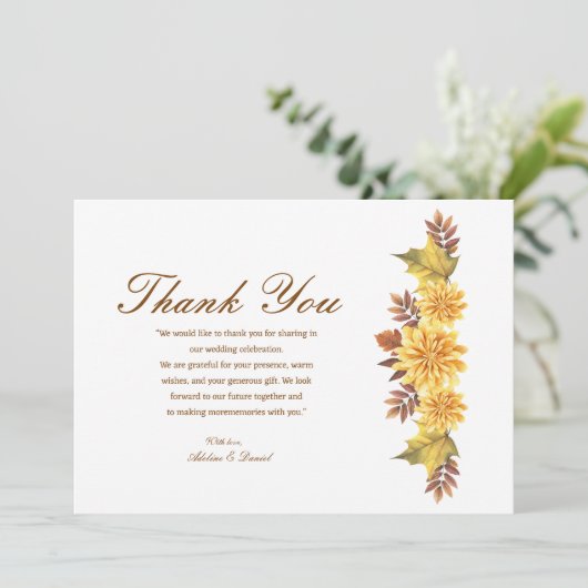 Burnt Orange Wedding Vielen Dank Dankeskarte (Stehend Vorderseite)