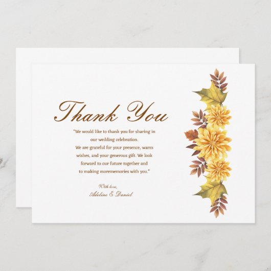 Burnt Orange Wedding Vielen Dank Dankeskarte (Vorne/Hinten)