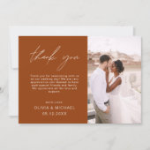 Burnt Orange Wedding Vielen Dank Foto Minimalistis Dankeskarte (Vorderseite)