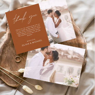 Burnt Orange Wedding Vielen Dank Foto Simple Dankeskarte