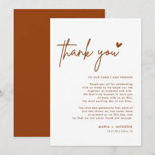 Burnt Orange Wedding Vielen Dank Ihr Hinweis Menü  Dankeskarte