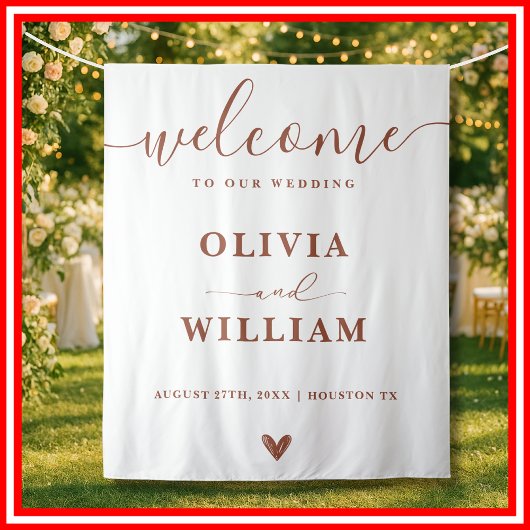 Burnt Orange Wedding Welcome Background Wandteppich