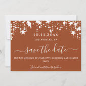 Burnt orange weiße Sterne Hochzeit speichern das D Save The Date (Vorderseite)