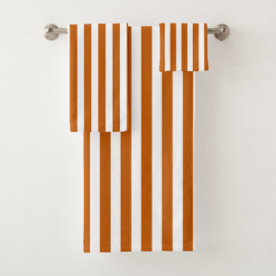 Burnt-orange-weiße Süßigkeiten Streifen Badhandtuch Set