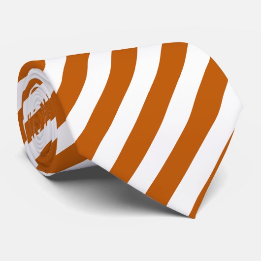 Burnt-orange-weiße Süßigkeiten Streifen Krawatte (Gerollt)