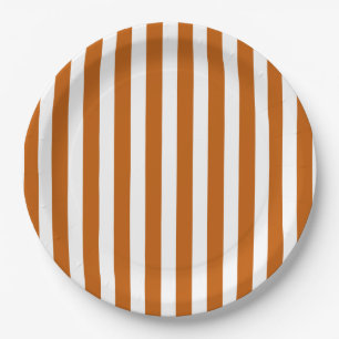 Burnt-orange-weiße Süßigkeiten Streifen Pappteller