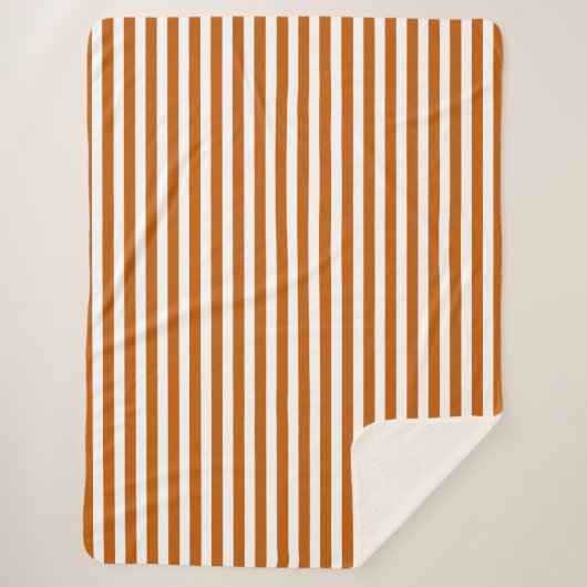 Burnt-orange-weiße Süßigkeiten Streifen Sherpadecke (Vorderseite)