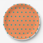 Burnt Orange White Aquamarin Polka Dots Pappteller (Vorderseite)