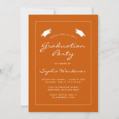 Burnt Orange White Border Graduation Party 2025 Einladung (Vorderseite)