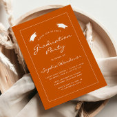 Burnt Orange White Border Graduation Party 2025 Einladung