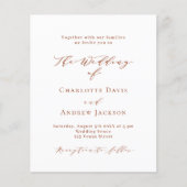 Burnt Orange White Budget Einladung zur Hochzeit (Vorderseite)