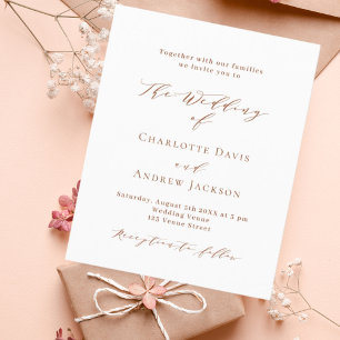 Burnt Orange White Budget Einladung zur Hochzeit