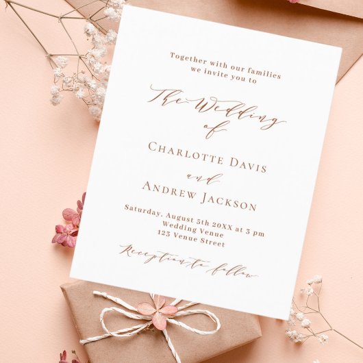 Burnt Orange White Budget Einladung zur Hochzeit