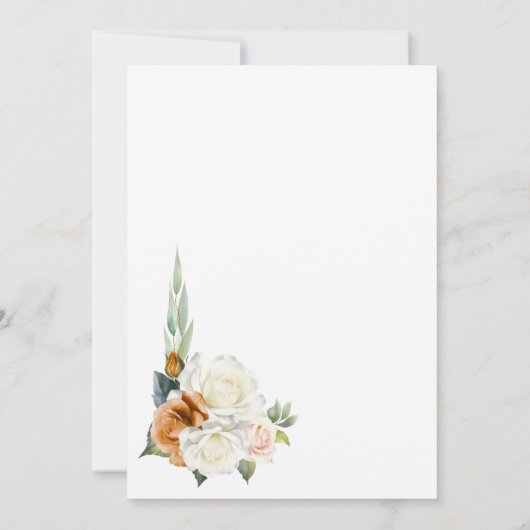 Burnt Orange White Floral Arch Save the Date (Rückseite)