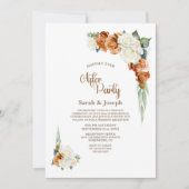 Burnt Orange White Floral Wedding After Party Einladung (Vorderseite)