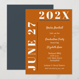 Burnt Orange White Gray Graduation Party Einladung