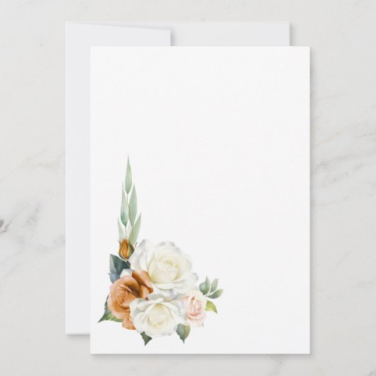 Burnt Orange White Rose Arch Wedding Einladung (Rückseite)