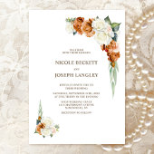 Burnt Orange White Rose Floral Wedding Einladung
