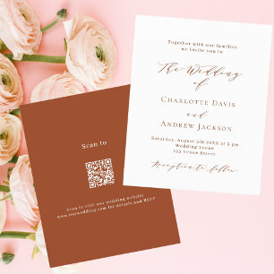 Burnt Orange White Script QR UAWG Budget Hochzeit