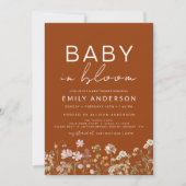 Burnt Orange Wildblume Baby in Bloom Baby Dusche Einladung (Vorderseite)