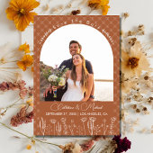 Burnt Orange Wildblume Bohemisch Arch Wedding Save The Date