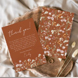 Burnt Orange Wildblume Boho Brautparty Dankeskarte<br><div class="desc">Dankeschön mit unserem Wildblume Brautparty Dankeschön. Diese wunderschön gestaltete Karte zeichnet sich durch den Charme der Natur aus und besticht durch lebendige Wildblumen vor einer warmen Terrakotta-Kulisse. Die zarten Wildblumen symbolisieren die Schönheit und Einzigartigkeit jedes während des Brautparty geteilten Moments. Die Farbpalette der Terrakotta verleiht Wärme und Eleganz und schafft...</div>