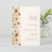 Burnt Orange Wildblume Brautparty Floral Einladung (Stehend Vorderseite)