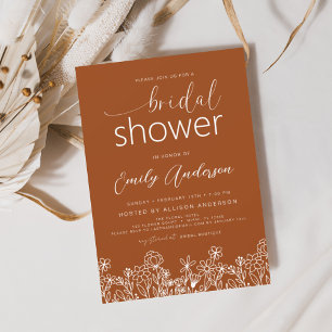 Burnt Orange Wildblume Bridal Dusche Einladung