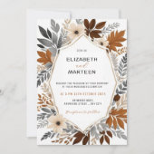 Burnt Orange Wildblume Herbsthochzeit Einladung (Vorderseite)