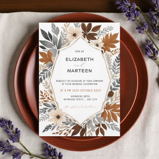 Burnt Orange Wildblume Herbsthochzeit Einladung