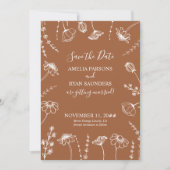 Burnt Orange Wildblume Sketch Gerahmtes Foto Save The Date (Vorderseite)