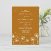 Burnt Orange Wildblume Wedding Einladung (Stehend Vorderseite)