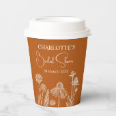 Burnt Orange Wildblumen gezeichnet Pappbecher (Vorderseite)